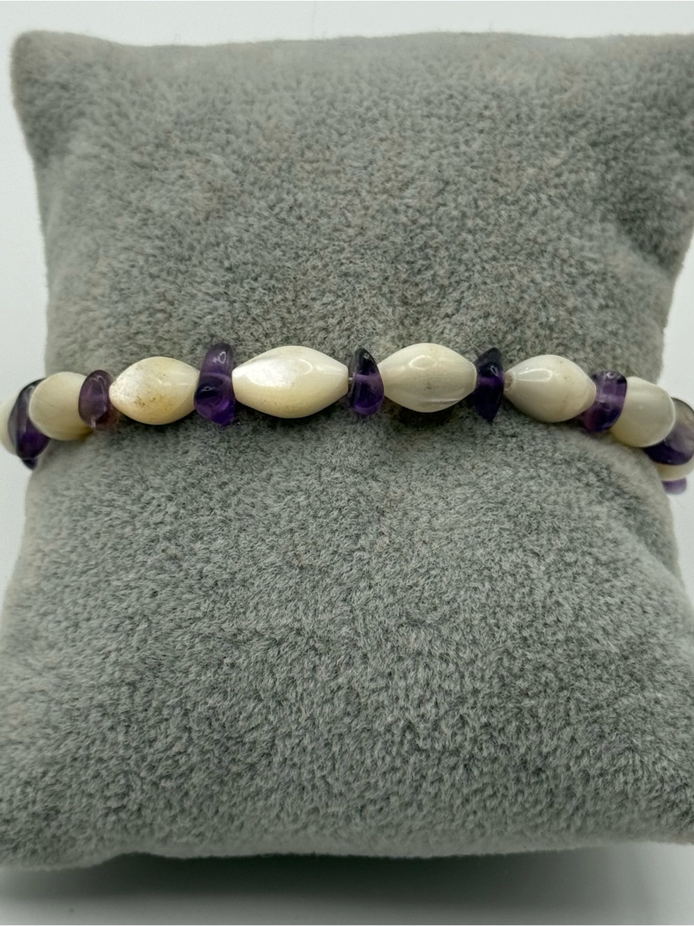 Handmade mother of pearl amethyst Purple Bead Bracelet